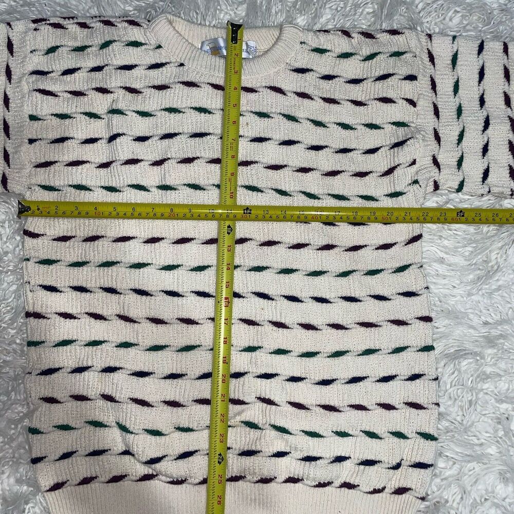 Vintage American Crew Club Sweater Size Large Ivory Made In USA - Picture 2 of 5